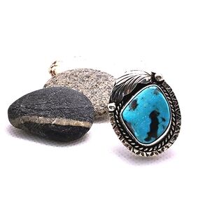 Vintage Turquoise & Sterling ring made by famed Choctaw Johnny Pitchlynn